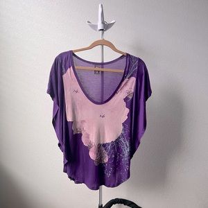 Free People Low v neck Circle Top in Purple size L